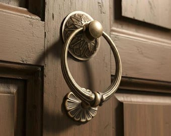 FLOWER Style DOOR KNOCKER | Antique Carved Door Knocker, flower Front Door Knocker, Fall Classroom Door Decor 5.9 Inches [DH033]