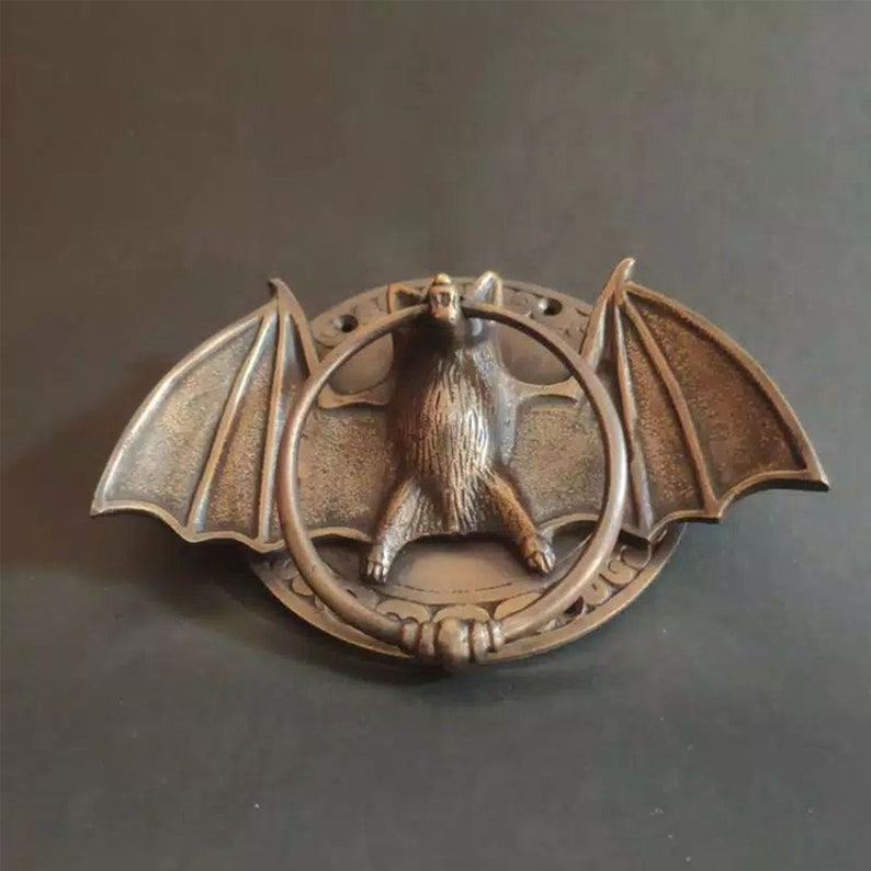 Gothic Bat Door Knocker / Door Handle, Handle Knob Cabinet Pull Solid Brass