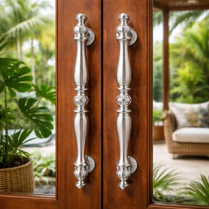 4-delige luxe massief messing deurgrepen - 14,56" grote portiergrepen voor dubbele deuren - goud, mat, chroom en gepolijst goud