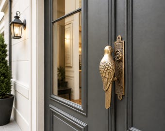 Pigeon Door Knocker Solid Brass | 10.6" Vintage Bird Knocker | Heavy Brass Entry Door Hardware | Cottage Farmhouse Front Door Decor | DH107