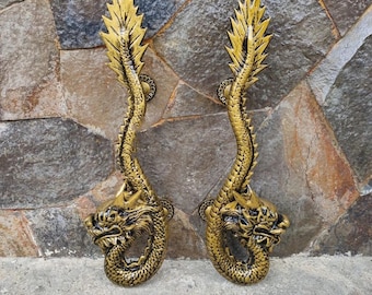 DRAGON Shaped Aluminium Door Handle 18.89&quot; inches Set 2 pcs | Antique Dragon Side Head Aluminium Handle [DH120]