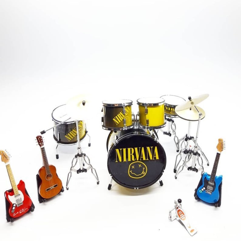 NIRVANA Set Drum and Guitars Miniature Musical Instruments Model