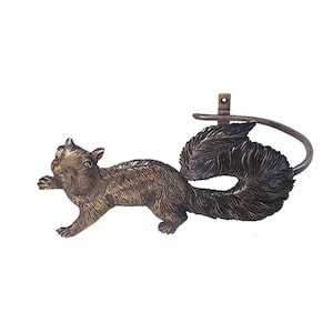 Squirrel Curtain Tie Backs Curtain Hooks Solid Brass, Decorative Holdbacks Curtain Holders Squirrel Model 7.87 Inches [TB004]