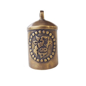 Cylinder Cow Bell Choker Vintage Brass Farm House Polished Brass | For Anti-theft Goat Animal Farm Accessories 4.5 Inches | Pet Locket DH120