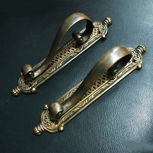 Classic door handle pair antique 11.4, French door pulls, front door handle, Door handle pull, door handle set, main entry tool door decor