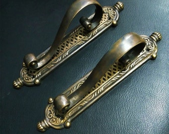 Classic door handle pair antique 11.4, French door pulls, front door handle, Door handle pull, door handle set, main entry tool door decor