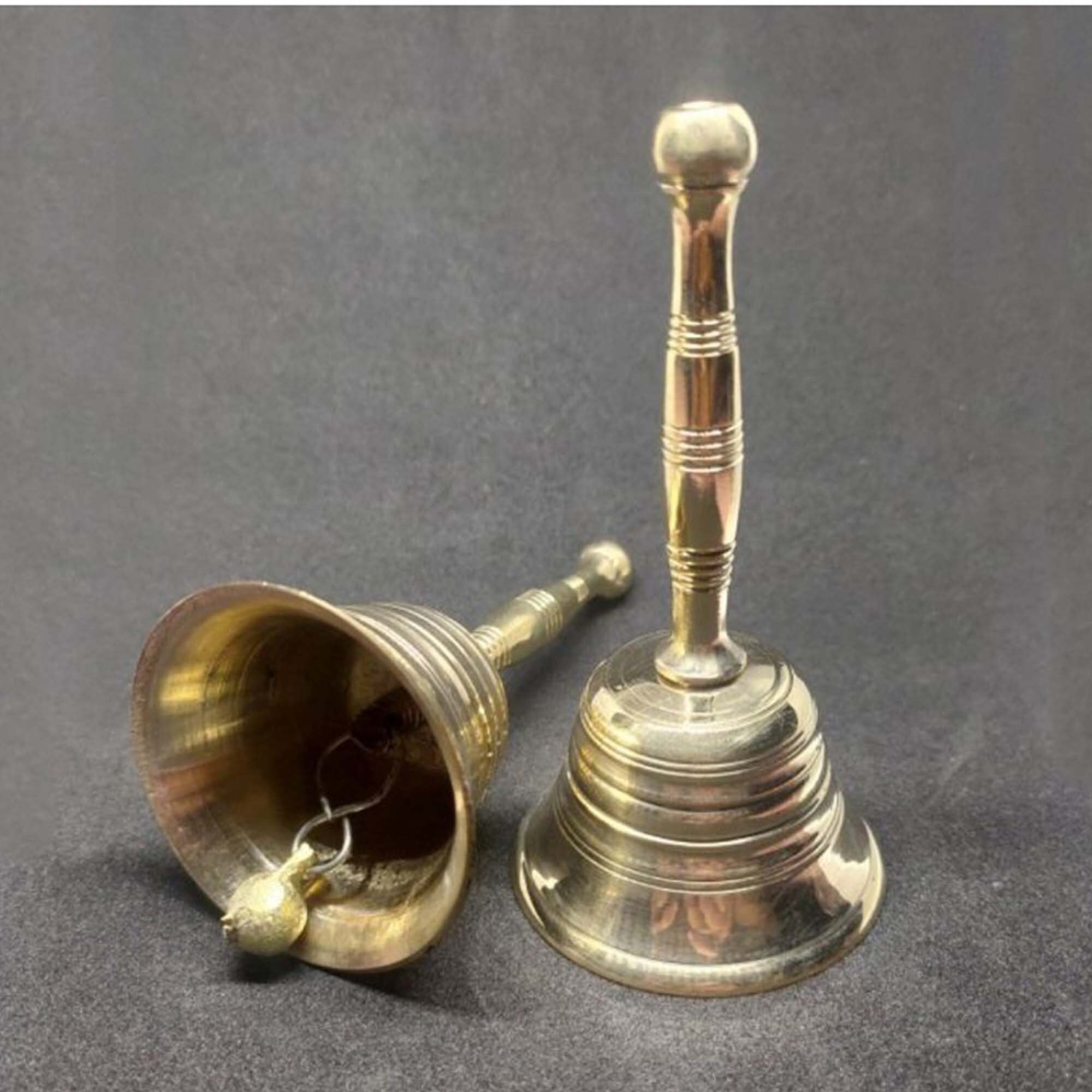 Loud Ringing Bell Loud Ringing Service Bells With Wooden Handles SINJEUN 4-Pack Brass ...