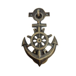 Ships Anchor Door Knocker for Front Door Solid Brass With Rope Details Brass 5.5 Inch [DH113]