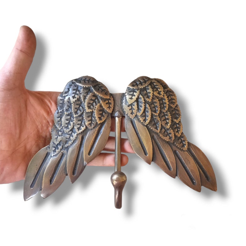 Brass Angel Wings Wall Hook - Antique Gold Coat Rack - Decorative ...