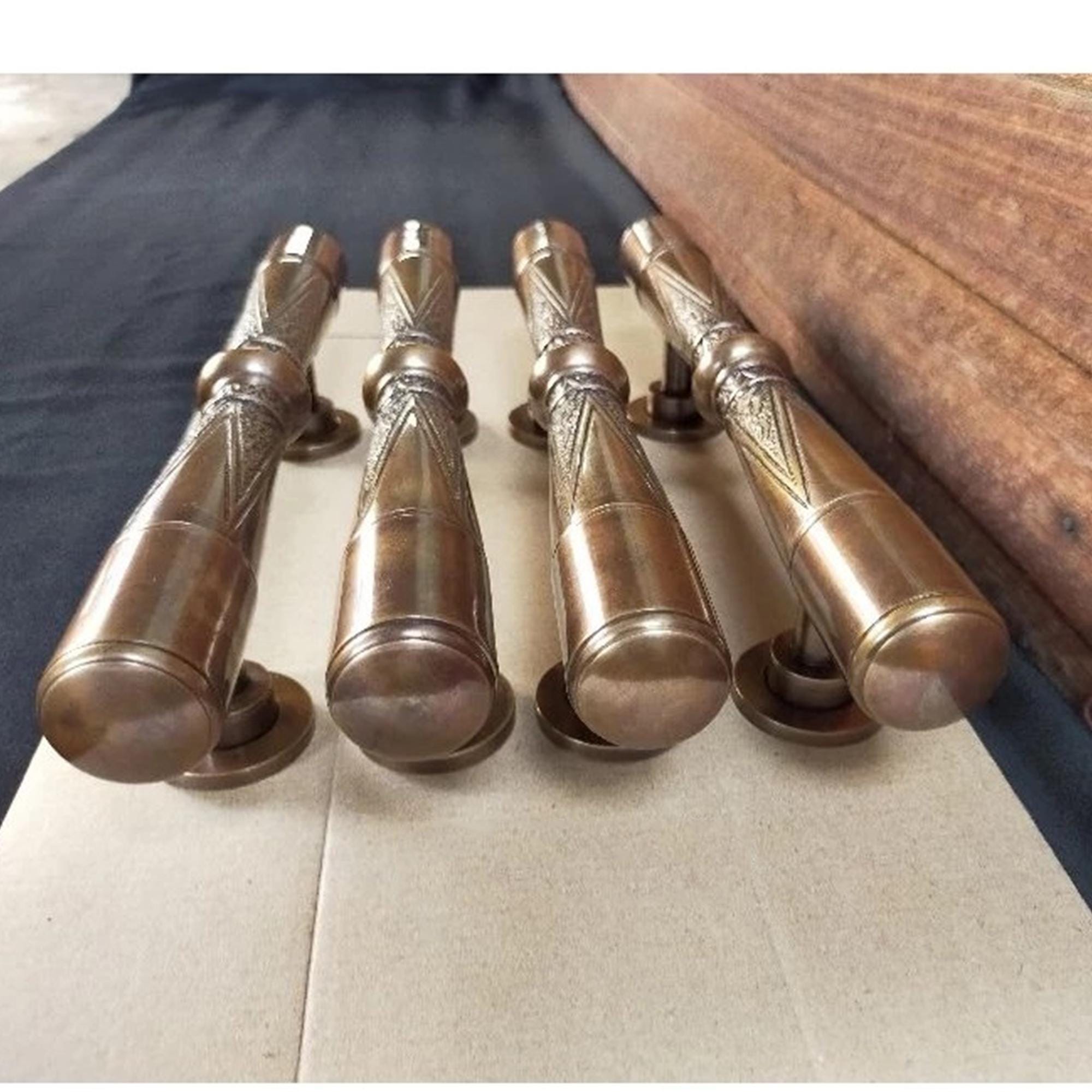4 Pcs Antique Brass Door Handles - Set of 2 Pairs - 12.59
