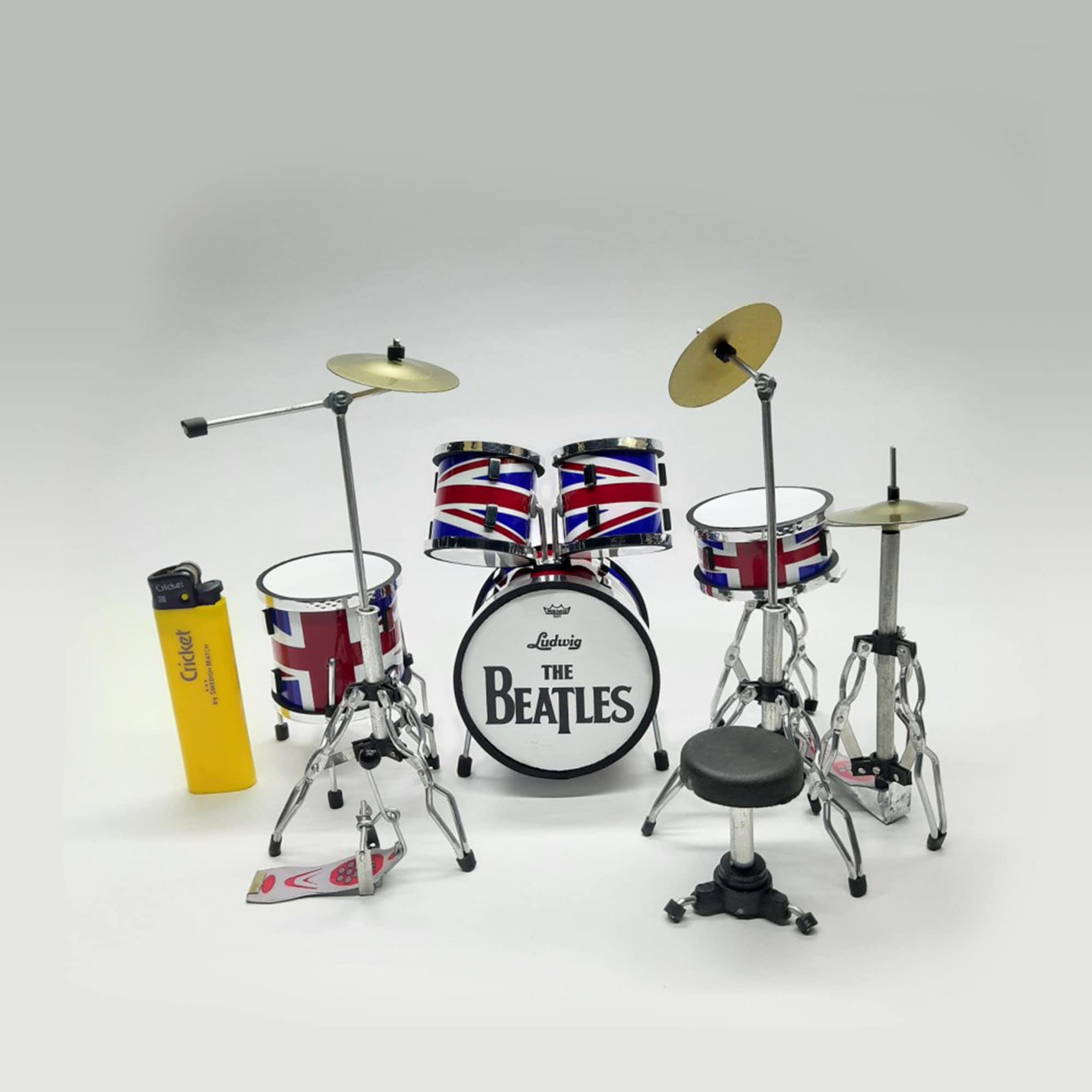 Beatles Mini Instruments Miniature Drum and Guitars the Beatles UK Exclusive Display Signature ...