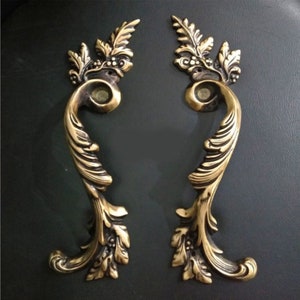 Door Handle Claw leaf style pattern 11&quot; inch 28 cm long Vintage Old Style Solid hand cast heavy hollow Brass Door Pull [DH003]