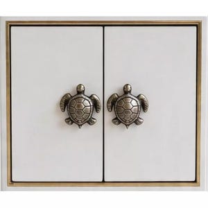 Lot of 4 Pcs Antique Turtle Solid Brass Cabinet Knobs 1.57" Vintage Sea Turtle Drawer Handle Pulls Nautical Coastal Furniture Hardware