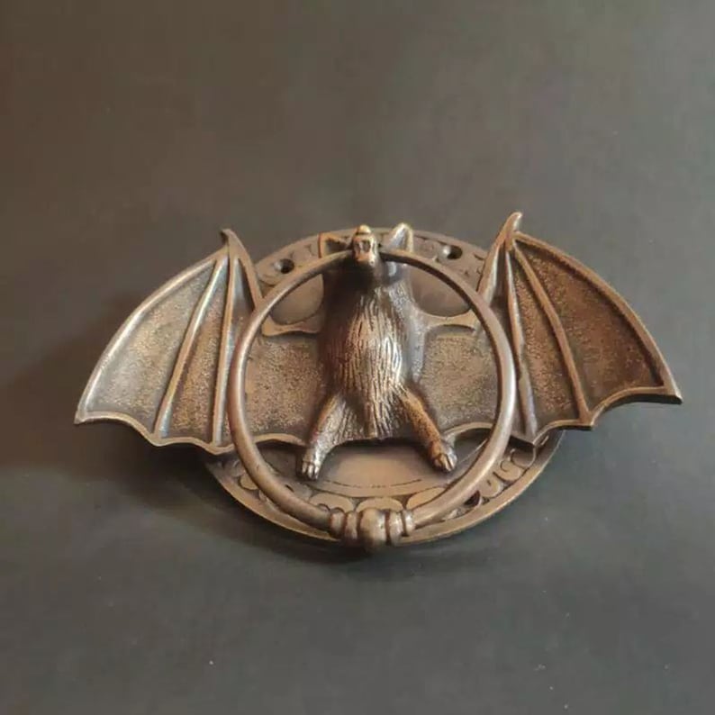 Gothic Bat Door Knocker / Door Handle, Handle Knob Cabinet Pull Solid Brass