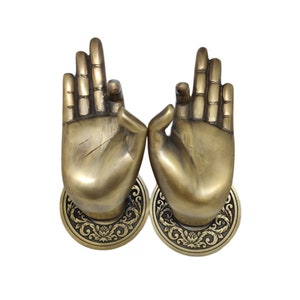 Buddha Hand Pose Pair Door Handle Solid Brass, Vintage Door Knob, Gift For Dad, Home Decor, Luxury Door Handle