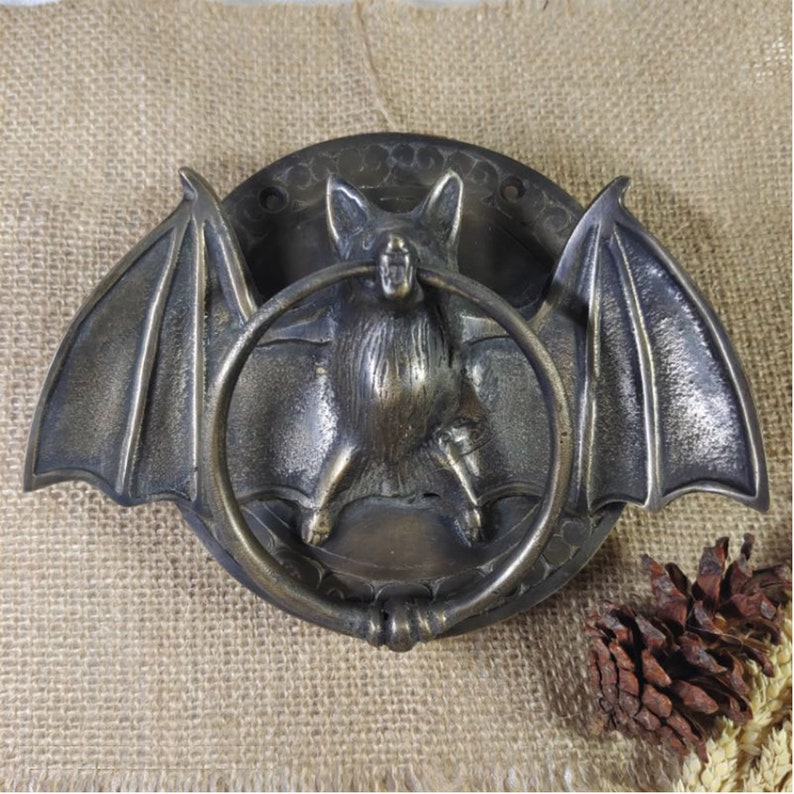 Gothic Bat Door Knocker / Door Handle, Handle Knob Cabinet Pull Solid Brass