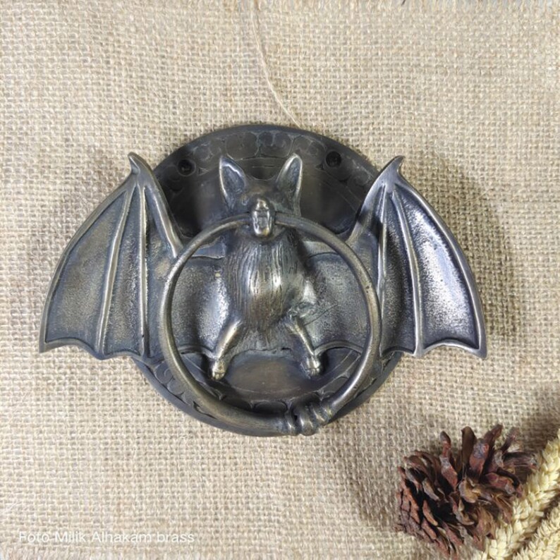 Gothic Bat Door Knocker / Door Handle, Handle Knob Cabinet Pull Solid Brass