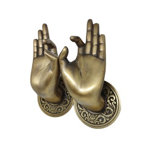 Buddha Hand Pose Pair Door Handle Solid Brass, Vintage Door Knob, Gift For Dad, Home Decor, Luxury Door Handle