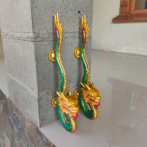 DRAGON Shaped Aluminium Door Handle 18.89" inches Set 2 pcs | Antique Dragon Front Head Aluminium Handle Finishing AirBrush [DH121]