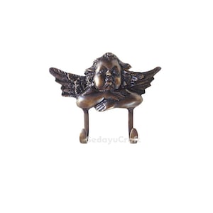 Cherub Hook Strong Wall Mount Coat Hat Hook 7&quot; Solid Brass | Towel Hook