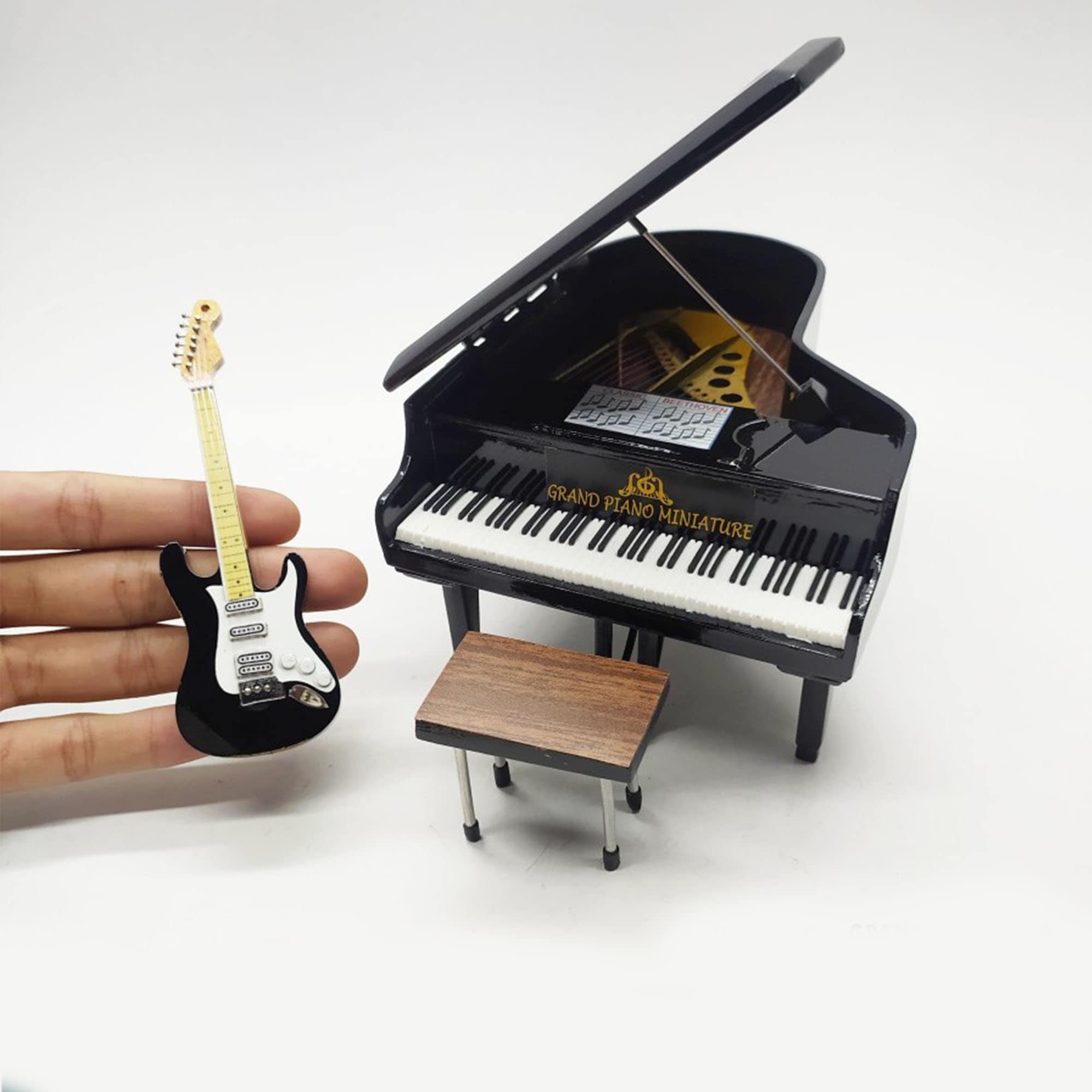Grand Piano Premium Miniature Black Music Display Signature Mini Figure  Special Handmade Free Miniature Guitar Fender Baron Day6 -  Denmark
