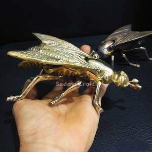 Vintage Solid Brass Flies Ashtray / Candle Holder / Jewelry Box Brass Home Living Antique Decor