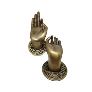 Buddha Hand Pose Pair Door Handle Solid Brass, Vintage Door Knob, Gift For Dad, Home Decor, Luxury Door Handle