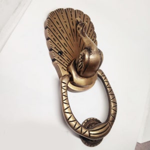 Peacock Door Knocker Solid Brass 6.69 Inch | Wall Decor Animal Front Door Knocker Cast Solid Brass [DH031]