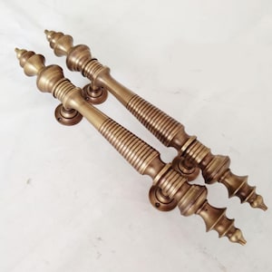 MINARET Brass Door Pull, Brass Door Handle, Antique Door Knob, Large Door Handle, Main Door Handle, Entry Door Handle 13.38 Inches [DH123]