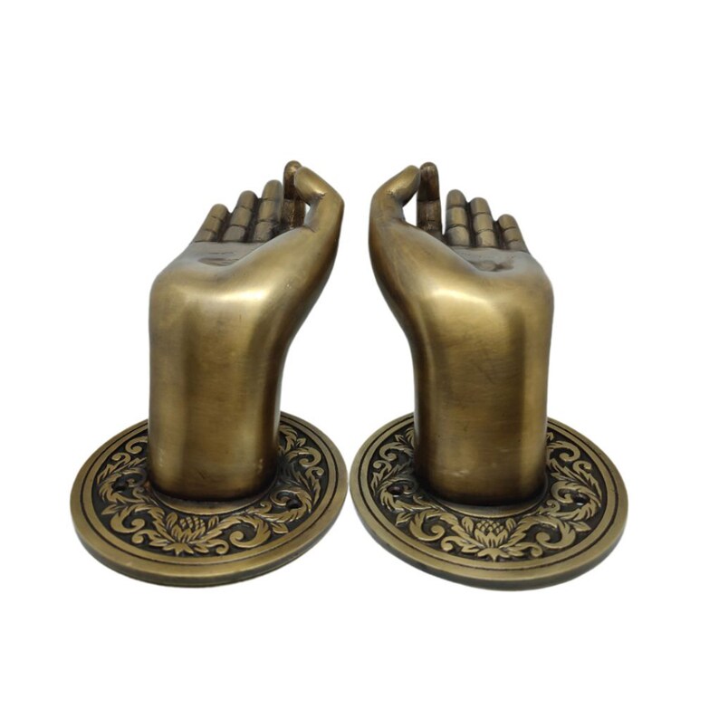 Buddha Hand Pose Pair Door Handle Solid Brass, Vintage Door Knob, Gift For Dad, Home Decor, Luxury Door Handle