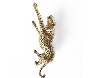 LEOPARD Door Handle Brass, Animal Door Handles, Wild Door Pull, Exterior Door Pull, Main Door Handle, Entry Door Handle 11.41 Inches