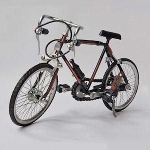 Racing Bike Miniature vintage collectible toy, bicycle figurine, movable parts, retro racing bike replica