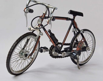 Racing Bike Miniature vintage collectible toy, bicycle figurine, movable parts, retro racing bike replica