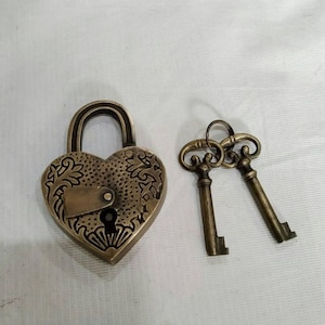 Ornate Love old PADLOCK, antique solid brass lock with intricate design, perfect as a keepsake or unique gift for anniversaries [DH063]