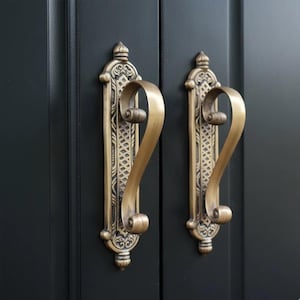 Classic door handle pair antique 11.4, French door pulls, front door handle, Door handle pull, door handle set, main entry tool door decor