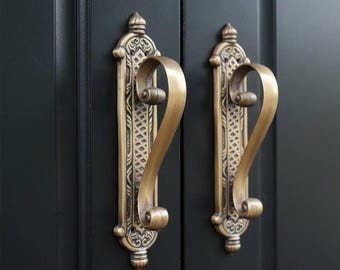 Classic door handle pair antique 11.4, French door pulls, front door handle, Door handle pull, door handle set, main entry tool door decor