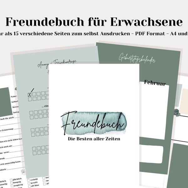 Freundebuch für Jugendliche & Erwachsene Tropical - Printable PDF Download