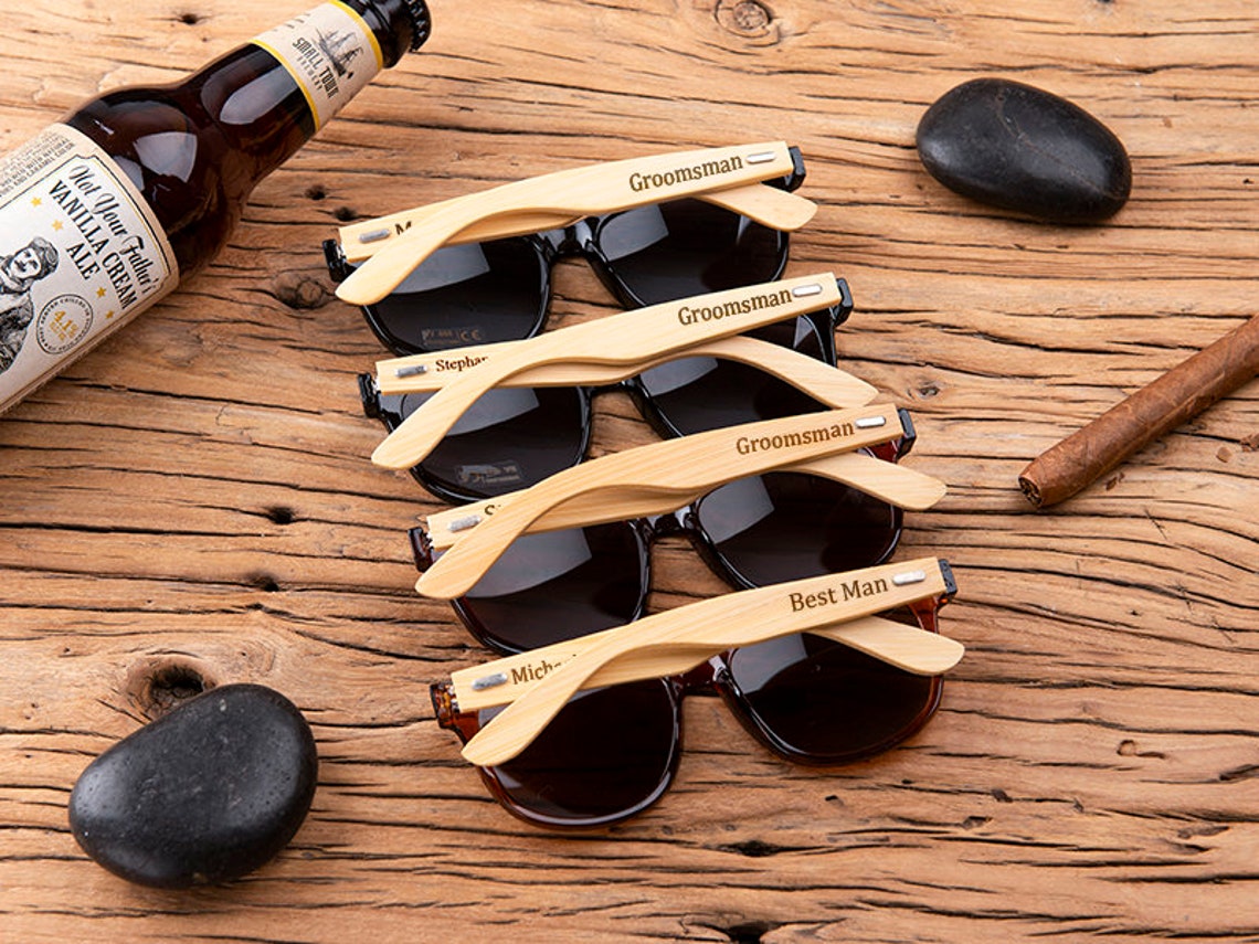 Personalized Sunglasses Groomsmen Gift Custom Wooden Etsy