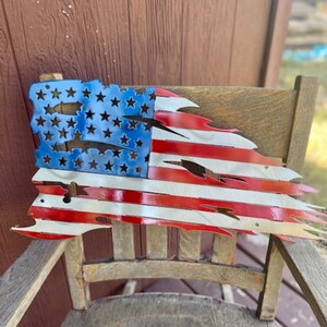 Tattered American Flag - Metal Wall Art - Metal USA - American Flag Wall Hanging