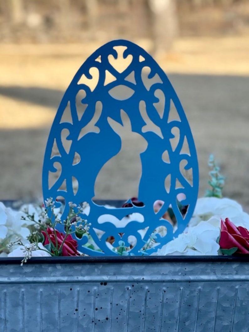 Metal Easter Egg Yard Stakes Outdoor Easter Décor Etsy