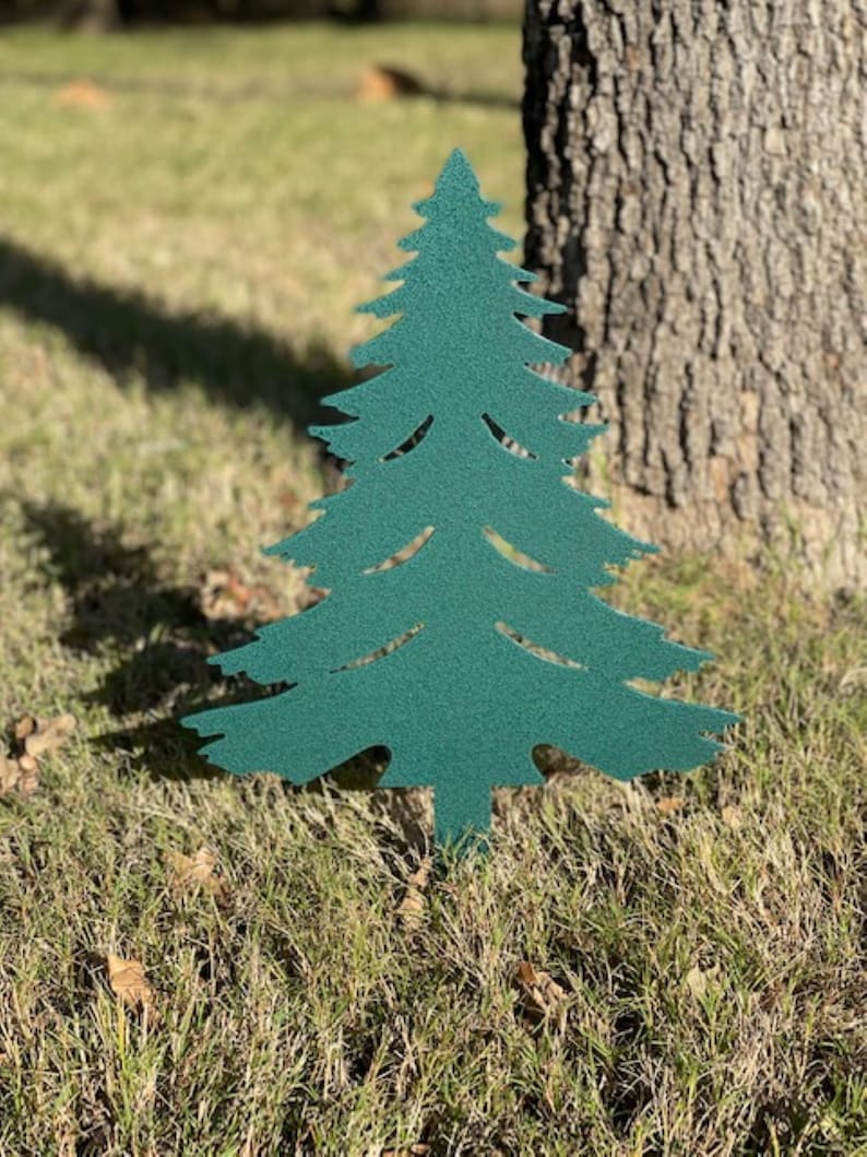Metal Christmas Tree Yard Stake Etsy