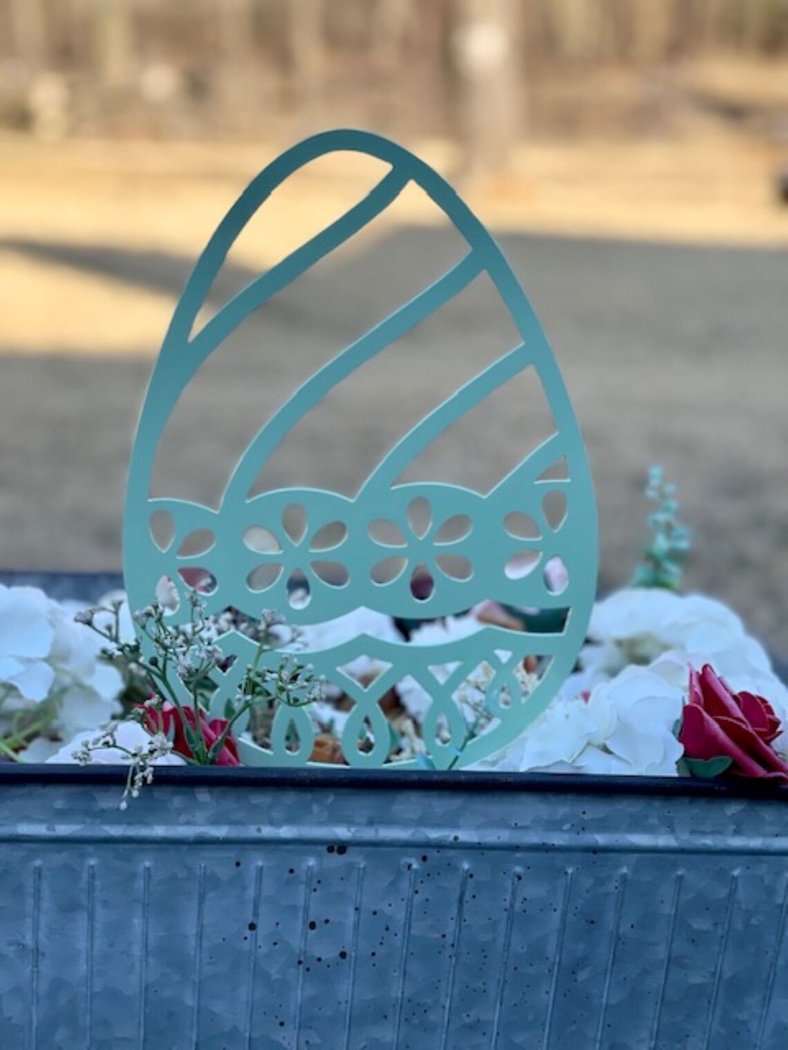 Metal Easter Egg Yard Stakes Outdoor Easter Décor Etsy