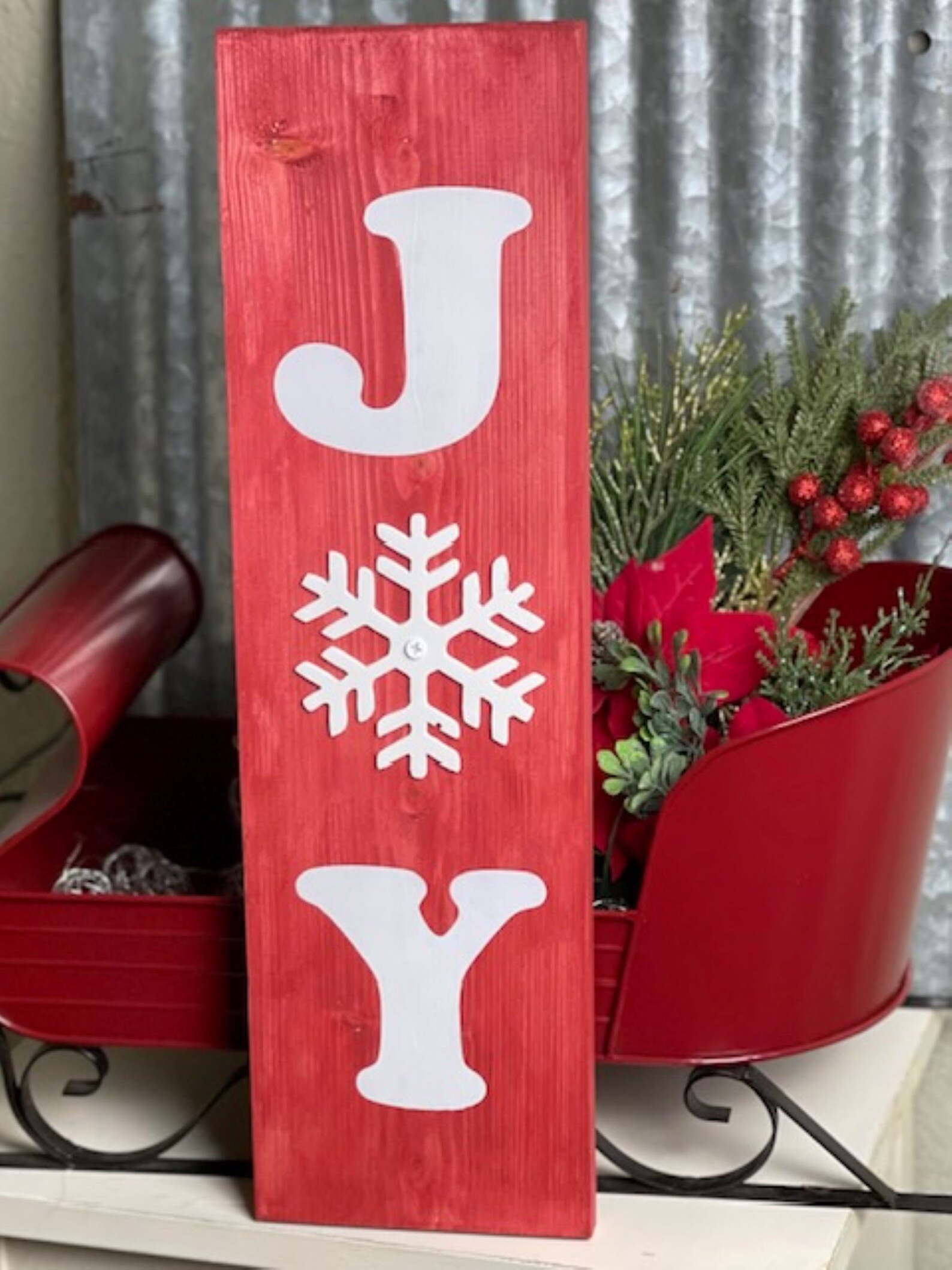 Rustic Wood Joy Christmas Sign Etsy