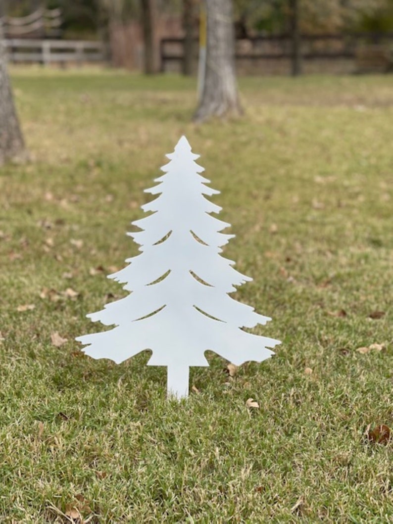 Metal Christmas Tree Yard Stake Etsy