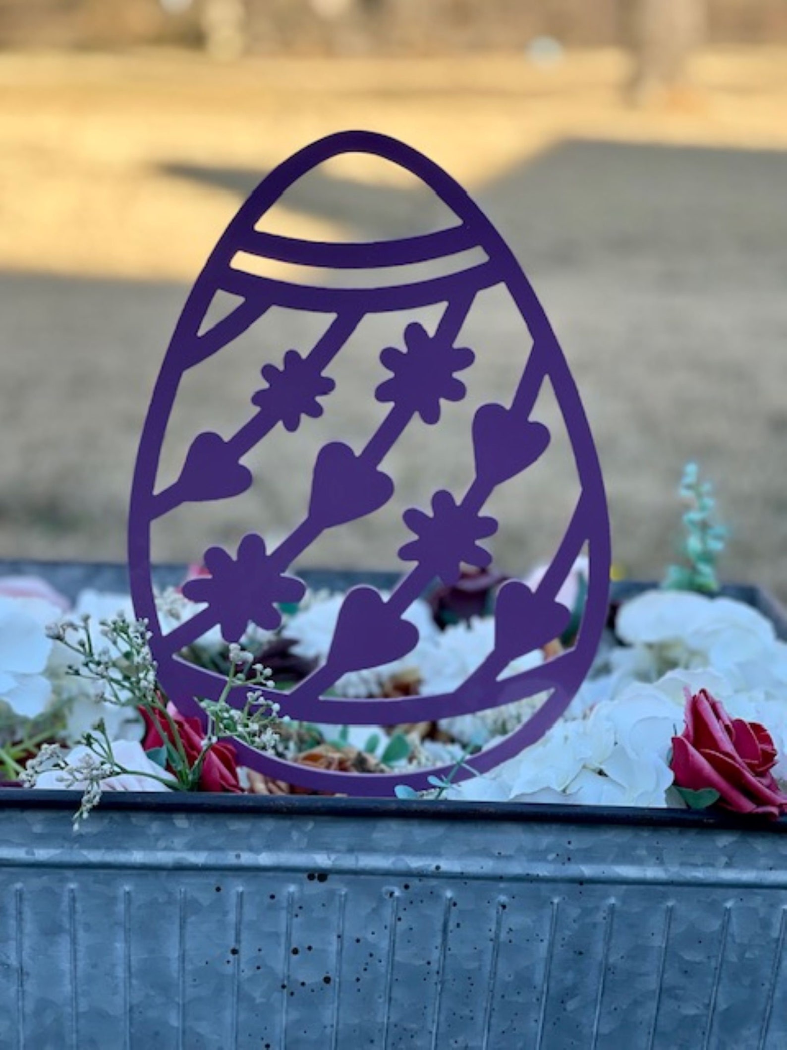 Metal Easter Egg Yard Stakes Outdoor Easter Décor Etsy