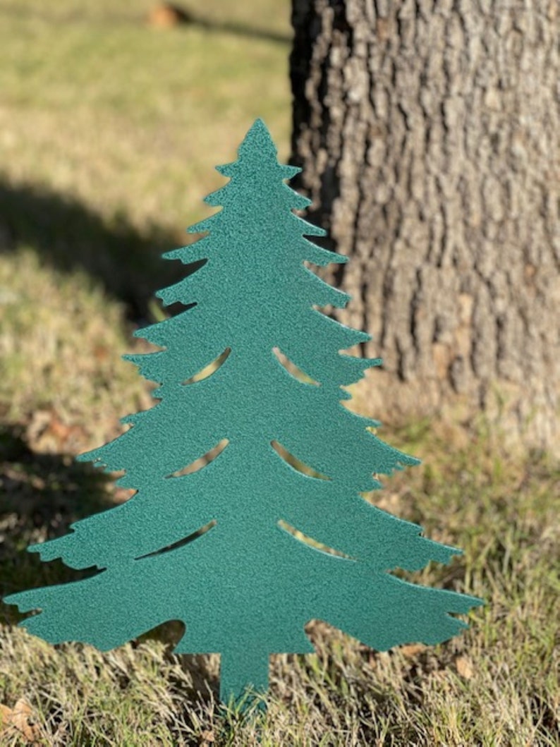 Metal Christmas Tree Yard Stake Etsy