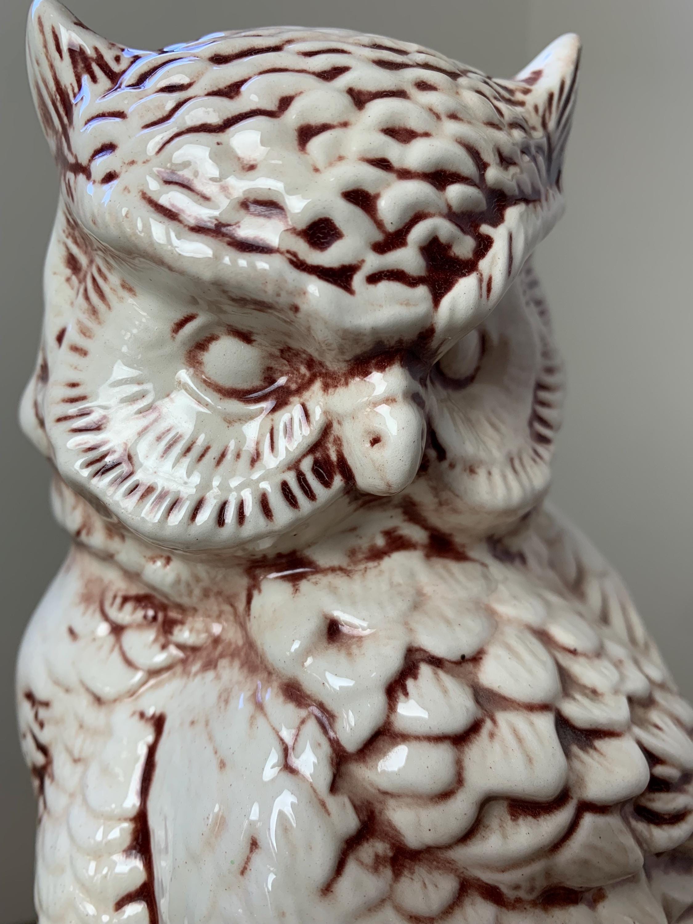 vintage ceramic owl statue