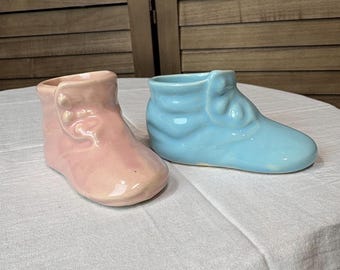 vintage ceramic baby shoes planter
