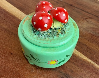 vintage hand painted wooden trinket box
