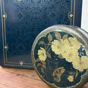 black vintage tins